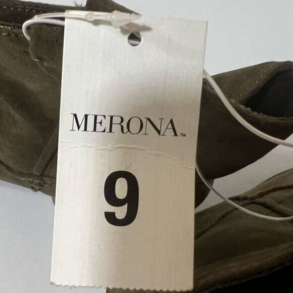 Merona Khaki Western Ankle Boots Block Heel Size 9 Faux Suede New NWT - Picture 9 of 9